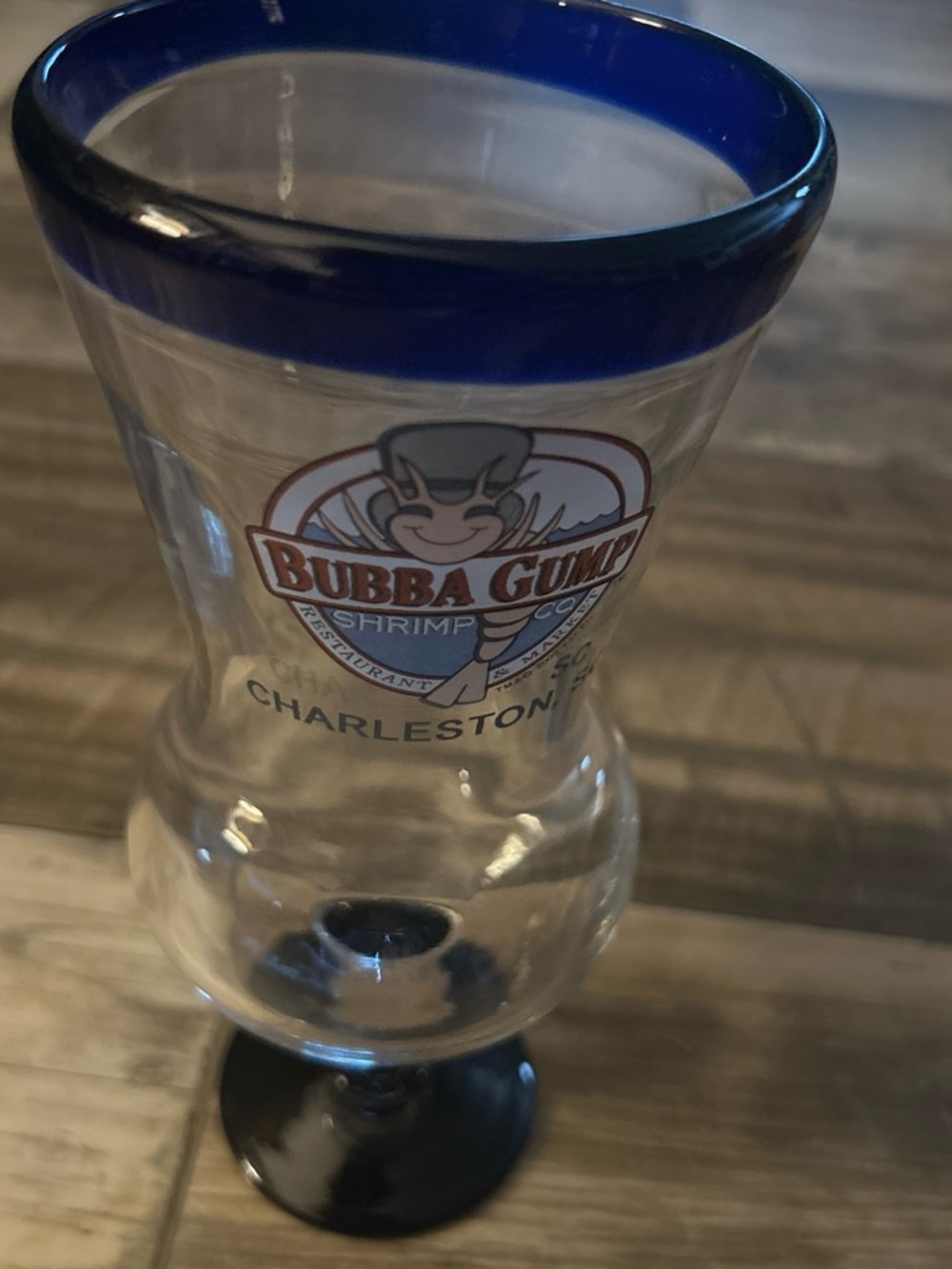 Discontinued Bubba Gump Charleston SC Hurricane Souvenir Glass - Cobalt Blue